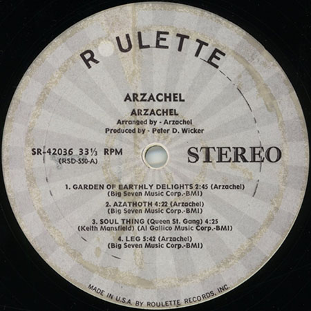 arzachel lp arzachel roulette sr-42036 usa 1985 label 1